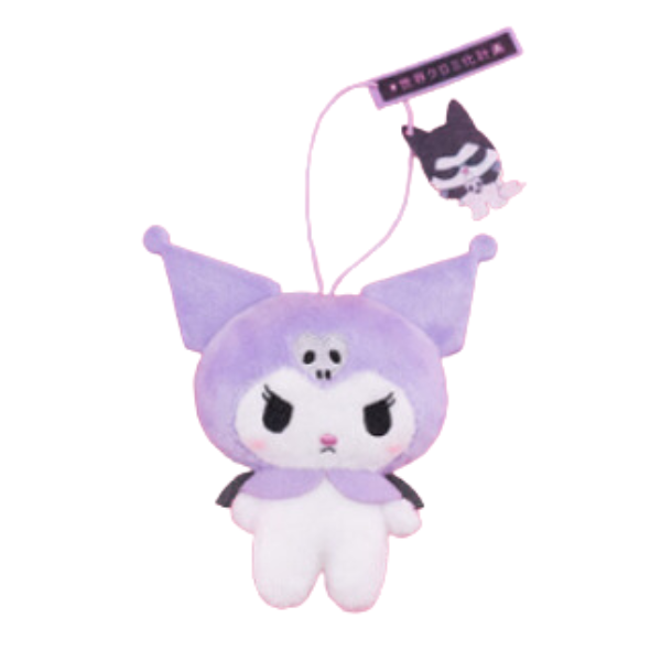 Light purple Kuromi with an angry expression and a felt charm