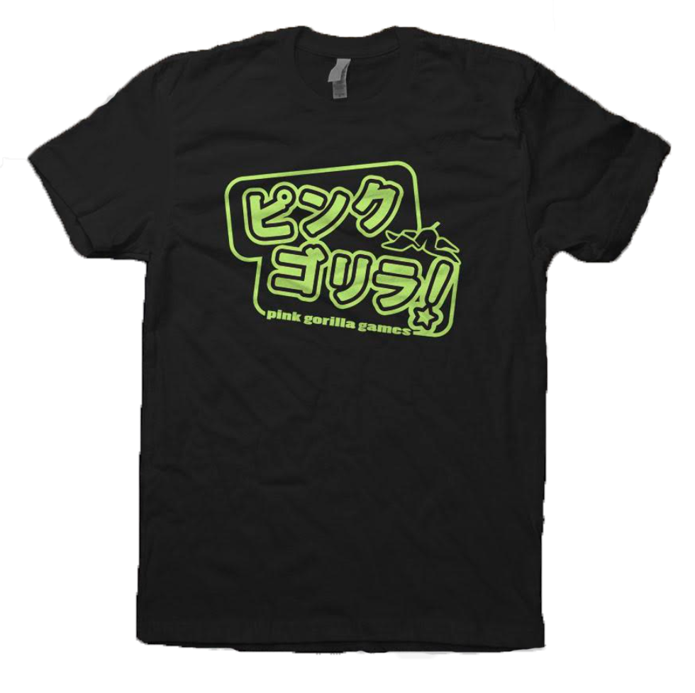 T Shirt Katakana Logo Green Pink Gorilla Games