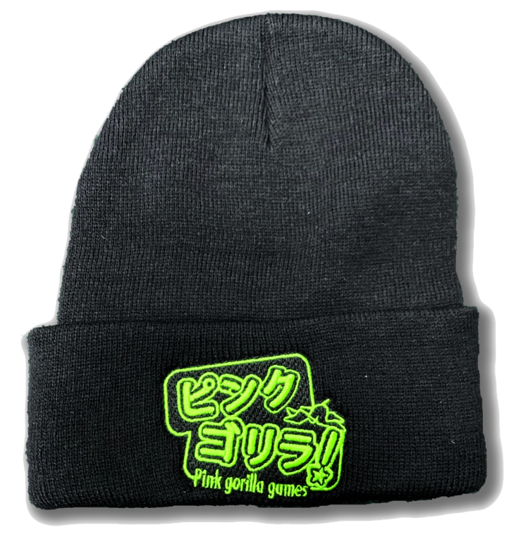 Hat Pink Gorilla Katakana Embroidered Beanie [Green] Pink Gorilla Games