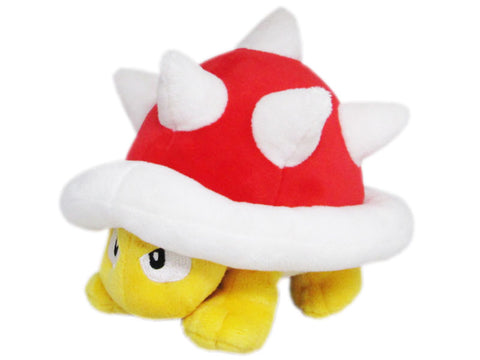 A spiny plush from the mario series. He has a red shell with white spikes.