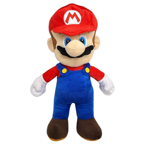 A very large, high quality, and well-stuffed Mario plush. He has lots of nice little details including nicely embroidered eyes, a shapely mustache, and button details on his blue overalls.