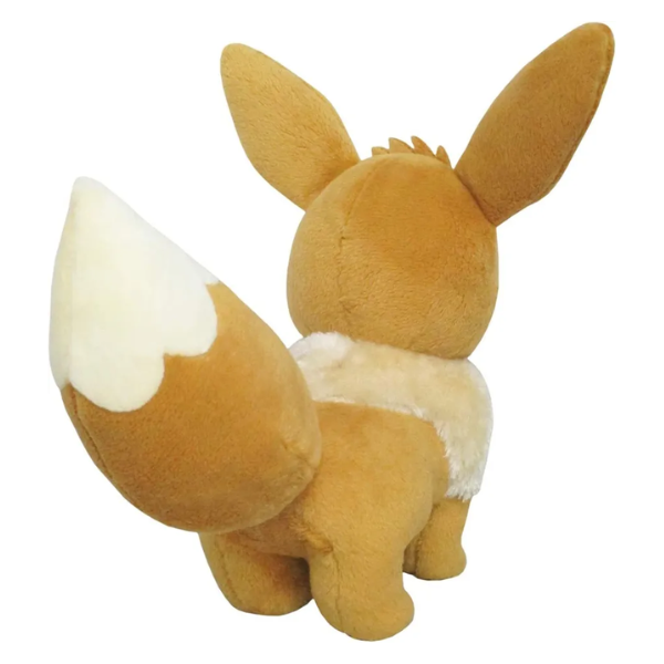 Back view of the eevee plush. The tail is large and well-stuffed.