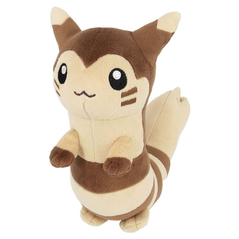 A cute, highly detailed plushie of Furret standing on his hind legs. His face has embroidered details.