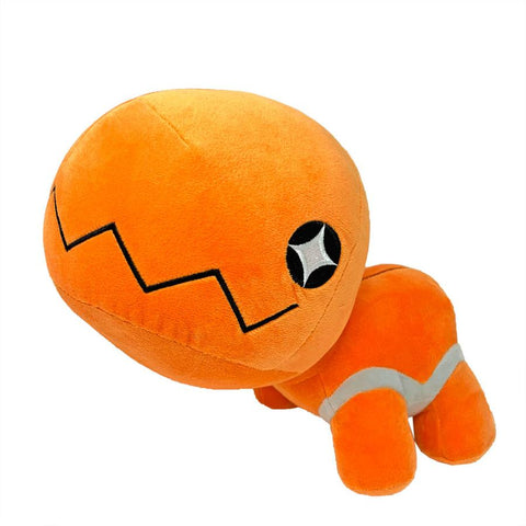 An orange Trapinch plush with a large head. He's smiling and has star shaped eyes.
