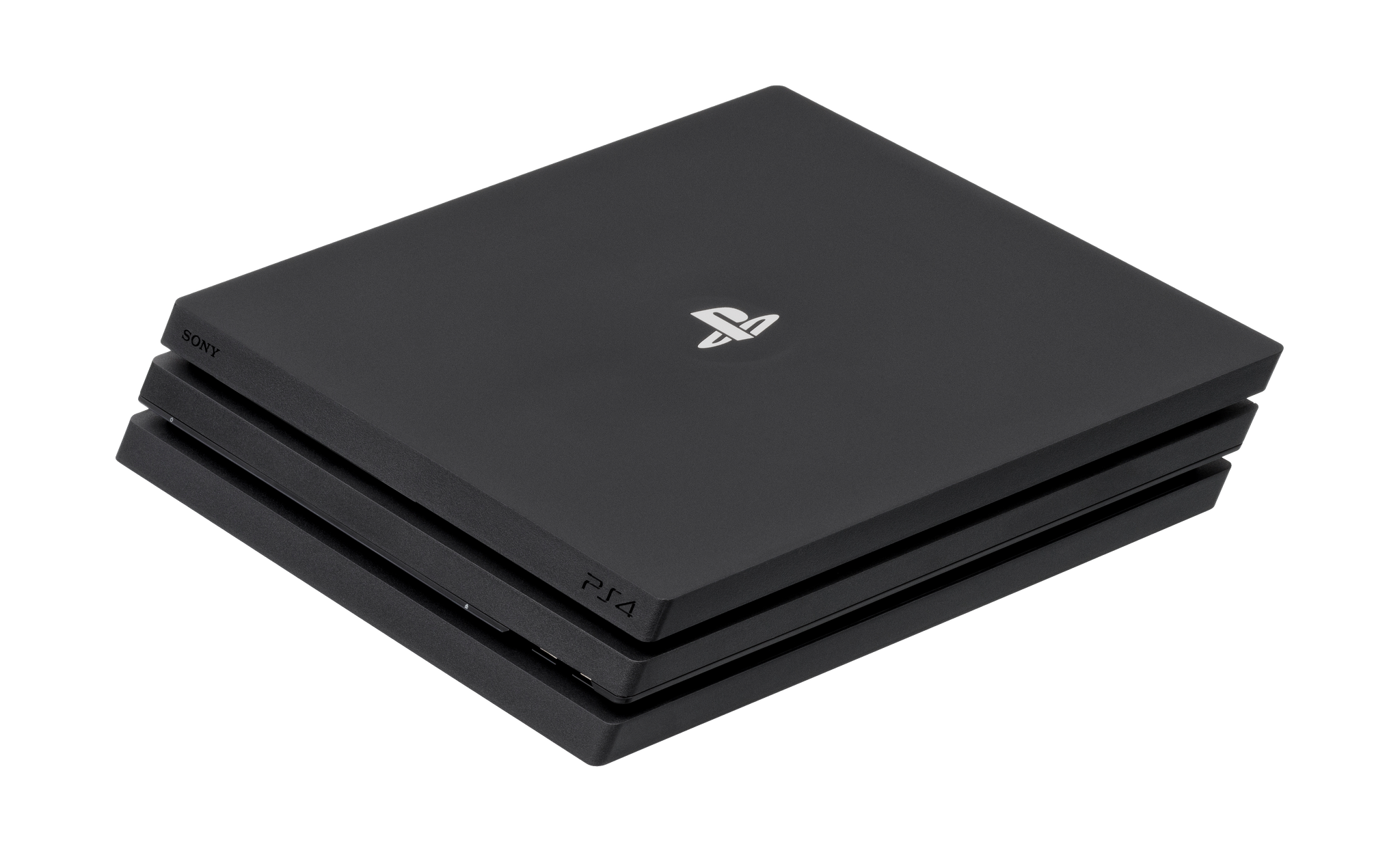PS4 pro console pictured lying vertically. Photo by Evan Amos, wikimedia commons.