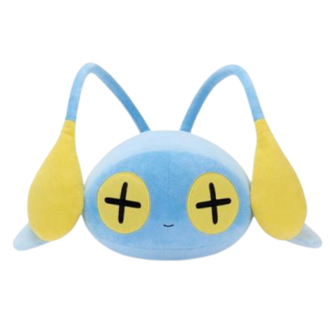 A large chinchou plush made of a soft sky blue fabric with yellow details.