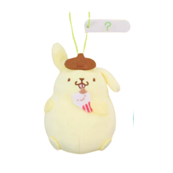 Pompompurin mini plush holding a little felt ice cream cone. His face is nicely embroidered.