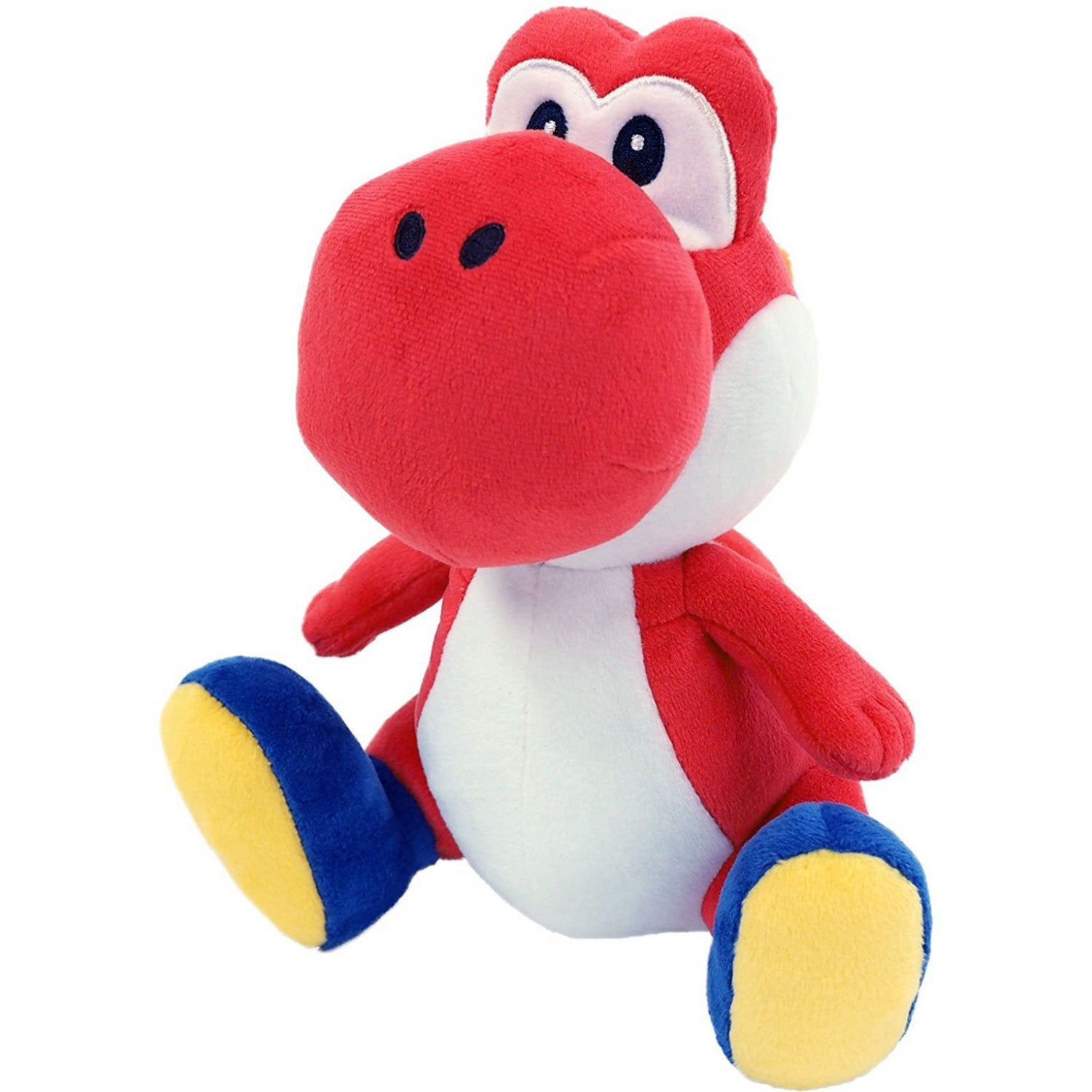 A red yoshi plushie with blue shoes
